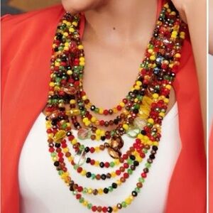 Sassy Jones Vibrant Rasta Beaded Necklace with detachable strands